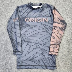 Origin USA BJJ Rash Guard Mens Large Gray Long Sleeve Compression Wrestling